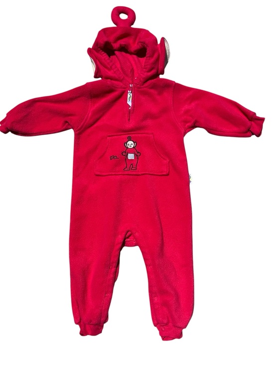 Teletubbies Other - Vintage Teletubbies Po Fleece Onesie Costume 3T Red Kidcore Y2K Hooded